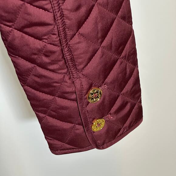 C. Wonder Burgundy Quilted Puffer Jacket Coat Button Front Womens Size Small S - Picture 7 of 12
